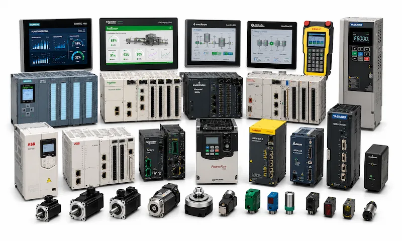 Equipos de automatización industrial PLCs HMIs Siemens ABB Schneider Yaskawa